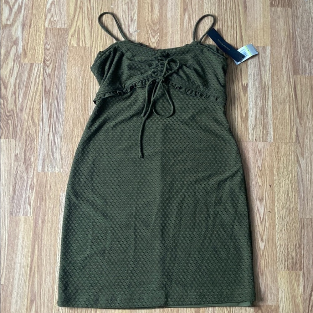 Cynthia Steffe Olive Green Mini Dress with Lace-Up Front
